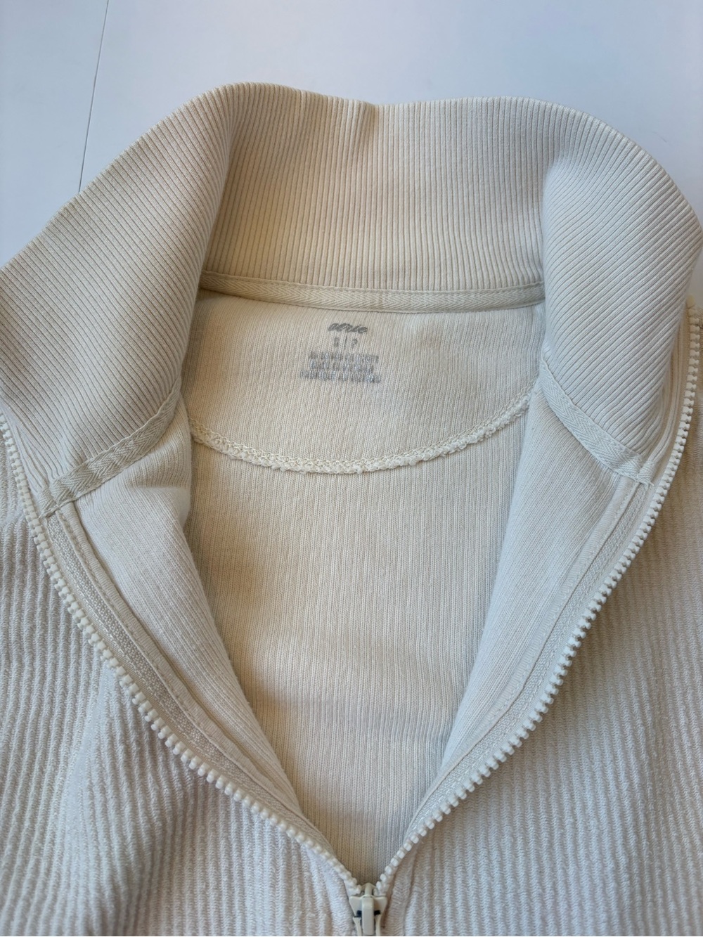 Aerie Off-White Ribbed Half-Zip Oversized Sweater Small - Picture 3 of 5